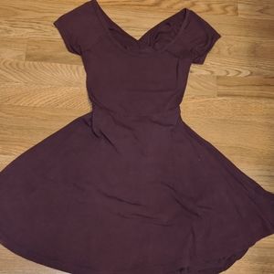 Maroon Short Sleeve Dress open back